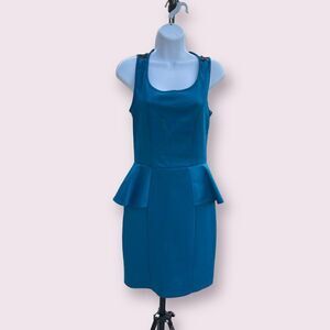 Imagenation Solid Teal Sleeveless Mini Lace Back Pull on Casual Dress Size M